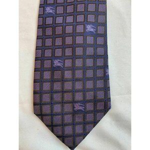 Burberry Logo Printed Grid Design Silk Tie